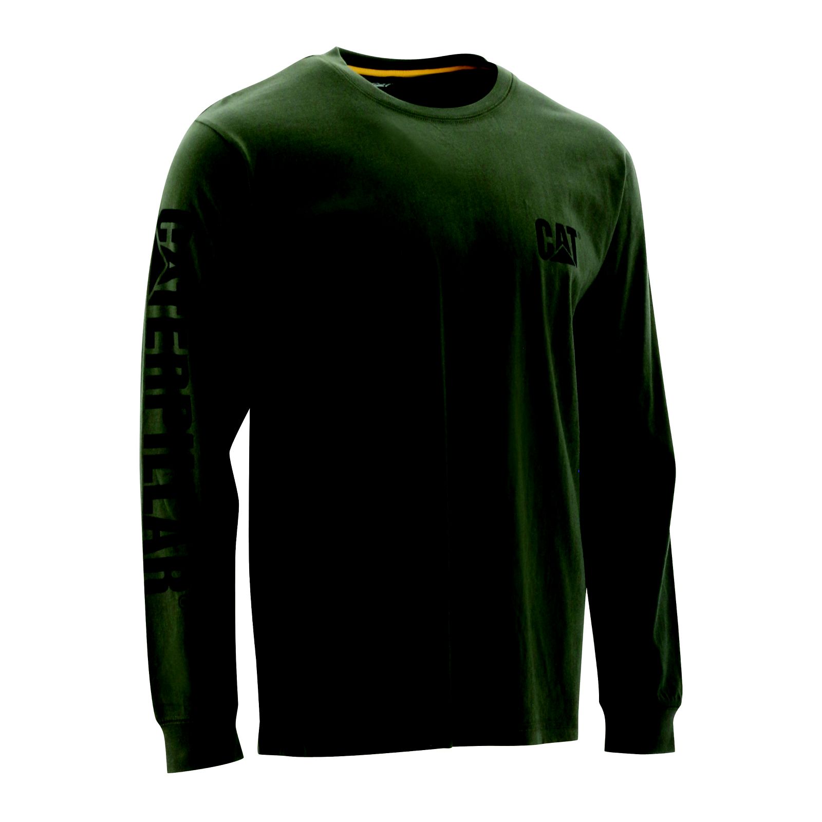 Men's Caterpillar Trademark Banner Long Sleeve T-Shirts Green Ireland NXAL60784